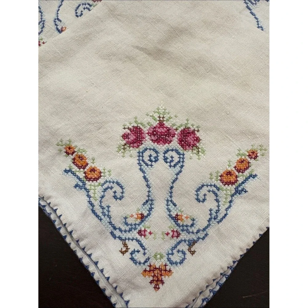 4 Flower Cross Stitch napkins